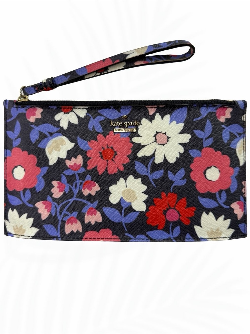 Kate Spade New York Floral Wristlet Clutch Navy Red Pink Purple